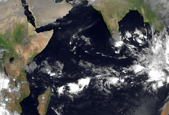 Mapa satélite Océano Índico